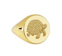LKBEADS celtic knot tortoise signet ring| wisdom jewelry galapagos reptile engraved longevity talisman turtle| 925 sterling silver gold plated |LK_PDR_00071_7.5