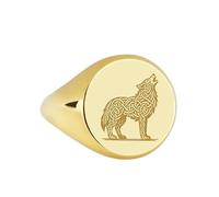 LKBEADS celtic knot wolf signet ring| independence engraved canine predator empowering talisman wildlife jewelry| 925 sterling silver gold plated |LK_PDR_00058_9