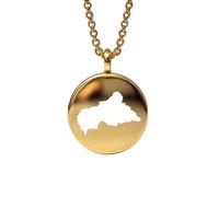 LKBEADS Central African Republic Map Pendant Necklace 925 Sterling Silver Round Charm Jewelry 18 Inch Cable Travel Souvenir Gift Minimalist Map Jewelry |LKN_MAP_00660