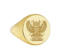 LKBEADS chalchiuhtecolotl signet ring| engraved aztec owl night deity mythical creature custom sorcery god jewelry| 925 sterling silver gold plated |LK_PDR_00119_6.5