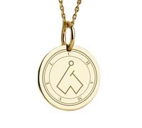 LKBEADS Chamuel Signature Engraved Coin Pendant Necklace 24mm with 18 Inch Cable Chain | Sterling Silver Gold Plated | Unisex Gift Jewelry|LK_PNDN_0271