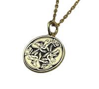 LKBEADS Chase Of The Hounds Embossed Pendant Necklace Made in 925 Sterling Silver With Gold Plating 18" Cable Chain Round Shape Charm For Unisex Jewelry |LK_EMBO_00339