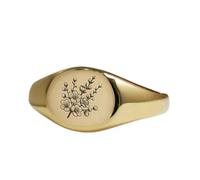 LKBEADS cherry blossom ring in round shape | 925 sterling silver gold plated | gift jewelry,vintage style signet ring's hypoallergenic handmade jewellery|LK_PDR_01589_8.5