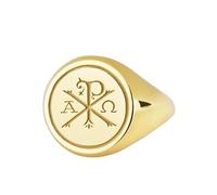 LKBEADS chi rho signet ring| alpha omega amulet| christian protection orthodox charm| greek religious symbol ring| 925 sterling silver gold plated |LK_PDR_00158_7