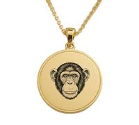 LKBEADS Chimpanzee Head Engraving Pendant Necklace Made In 925 Sterling Silver Gold Plated Charm With 18 "Cable Chain Handmade Jewelry For Men Women |LKD_EGP_00880