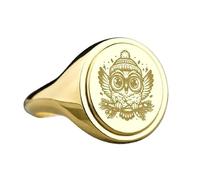 LKBEADS christmas owl signet ring| bird jewelry| oval engraved animal charm| 925 sterling silver gold plated |LK_PDR_00528_5