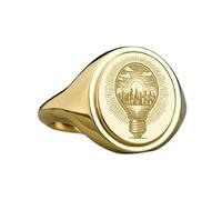 LKBEADS cityscape light bulb signet ring| fantasy jewelry| oval engraved urban skyline surreal gift| 925 sterling silver gold plated |LK_PDR_00573_11.5