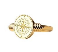 LKBEADS compass ring nautical north star signet| 925 sterling silver gold plated |LK_PDR_00328_6.5