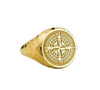 LKBEADS compass signet ring| hammered traveler nautical jewelry| graduation gift for him| adventure protection ring men| 925 sterling silver gold plated |LK_PDR_00166_6.5