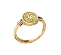 LKBEADS compass signet ring nautical north star amulet| 925 sterling silver gold plated |LK_PDR_00314_12.5