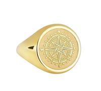 LKBEADS compass signet ring| ring for men & women| wayfinder jewelry| coordinates find your way home| 925 sterling silver gold plated |LK_PDR_00167_7