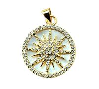 LKBEADS compass star pendant | with cubic zirconia stone made in stainless steel |gold plated,22mm |celestial navigation jewelry, protection charm |LK_CHP_0046_W