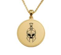 LKBEADS Corinthian Helmet Engraving Pendant Necklace Made In 925 Sterling Silver Gold Plated Charm With 18 "Cable Chain Handmade Jewelry For Men Women |LKD_EGP_00805