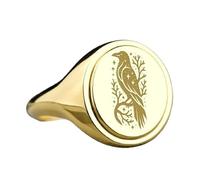 LKBEADS crow signet ring| oval engraved raven gothic jewelry| celestial bird witchy gift| nature jewelry for her| 925 sterling silver gold plated |LK_PDR_00518_7