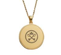 LKBEADS Crowned Crossed Keys Engraving Pendant Necklace Made In 925 Sterling Silver Gold Plated Charm With 18 "Cable Chain Handmade Jewelry For Men Women |LKD_EGP_00522