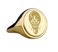 LKBEADS crystal light bulb signet ring| fantasy jewelry| oval engraved celestial energy surreal gift| 925 sterling silver gold plated |LK_PDR_00558_12.5