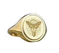 LKBEADS crystal light bulb signet ring| fantasy jewelry| oval engraved celestial energy surreal gift| 925 sterling silver gold plated |LK_PDR_00559_11.5