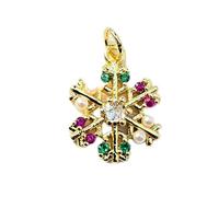 LKBEADS crystal snowflake pendant | with multi stone made in stainless steel |gold plated,17x15mm |snow jewelry, winter charm |LK_CHP_0126_W