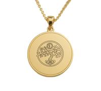 LKBEADS Cycle of Life Engraving Pendant Necklace Made In 925 Sterling Silver Gold Plated Charm With 18 "Cable Chain Handmade Jewelry For Men Women |LKD_EGP_00817
