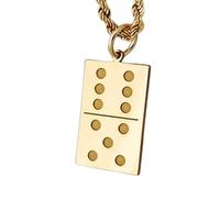 LKBEADS Dainity Dominos Engraving Pendant Necklace Made In 925 Sterling Silver Gold Plated Charm With 18 "Cable Chain Handmade Jewelry For Men Women |LKD_EGP_00135