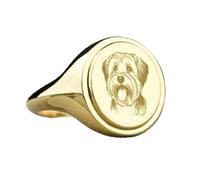 LKBEADS dandie dinmont terrier signet ring| scottish breed jewelry| custom dog engraved pet lover gift| 925 sterling silver gold plated |LK_PDR_00544_5