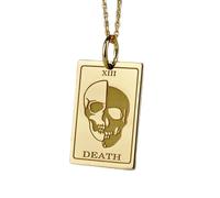 LKBEADS Death Tarot Engraving Pendant Necklace Made In 925 Sterling Silver Gold Plated Charm With 18 "Cable Chain Handmade Jewelry For Men Women |LKD_EGP_00175