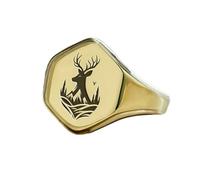 LKBEADS deer ring in hexagon shape | 925 sterling silver gold plated | gift jewelry,vintage style signet ring's hypoallergenic handmade jewellery|LK_PDR_01155_10