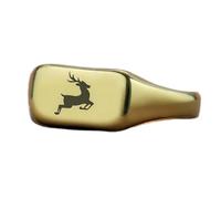 LKBEADS deer ring in rectangle shape | 925 sterling silver gold plated | gift jewelry,vintage style signet ring's hypoallergenic handmade jewellery|LK_PDR_01066_10