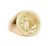 LKBEADS diana goddess signet ring hand-engraved celestial jewelry| 925 sterling silver gold plated |LK_PDR_00707_12.5