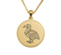 LKBEADS Dodo Bird Engraving Pendant Necklace Round Shape Made In 925 Sterling Silver Gold Plated Charm With 18 "Cable Chain Handmade Jewelry For Men Women |LKD_EGP_00867