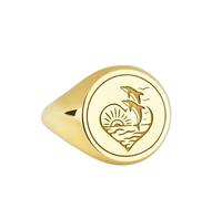 LKBEADS dolphins signet ring| dolphin heart jewelry| couples matching charm| gift for girlfriend| valentines day ocean life amulet| 925 sterling silver gold plated |LK_PDR_00020_6