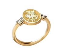 LKBEADS dragon signet ring heraldry medieval jewelry| 925 sterling silver gold plated |LK_PDR_00325_10.5