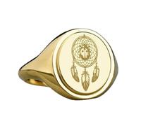 LKBEADS dreamcatcher signet ring| ring with feather and web design| spiritual dream catcher jewelry| symbolic| 925 sterling silver gold plated |LK_PDR_00543_11