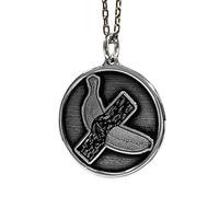 LKBEADS Duck Tape Embossed Pendant Necklace Made in 925 Sterling Silver With Silver Plating 18" Cable Chain Round Shape Charm For Unisex Handmade Jewelry |LK_EMBO_00334
