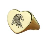 LKBEADS eagle ring in heart shape | 925 sterling silver gold plated | gift jewelry,vintage style signet ring's hypoallergenic handmade jewellery|LK_PDR_01193_10