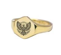 LKBEADS eagle ring in hexagon shape | 925 sterling silver gold plated | gift jewelry,vintage style signet ring's hypoallergenic handmade jewellery|LK_PDR_01057_5