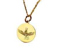LKBEADS Egypt isis Engraved Coin Pendant Necklace 24mm with 18 Inch Cable Chain | Sterling Silver Gold Plated | Unisex Gift Jewelry|LK_PNDN_0543