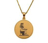 LKBEADS Egyptian Goddess Throne Seated Engraving Pendant Necklace Made In 925 Sterling Silver Gold Plated Charm With 18 "Cable Chain Jewelry For Men Women |LKD_EGP_00621