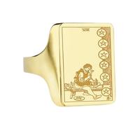 LKBEADS eight of pentacles tarot signet ring| custom witchcraft mystical jewelry| goth charm| card jewelry| 925 sterling silver gold plated |LK_PDR_00297_5.5