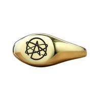 LKBEADS engraved atheism ring in oval shape | 925 sterling silver gold plated | gift jewelry,vintage style signet ring's hypoallergenic handmade jewellery|LK_PDR_01512_5