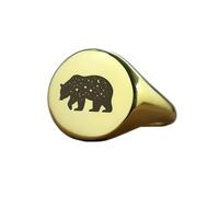 LKBEADS engraved bear ring in round shape | 925 sterling silver gold plated | gift jewelry,vintage style signet ring's hypoallergenic handmade jewellery|LK_PDR_01277_12.5