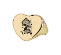 LKBEADS engraved buddha ring in heart shape | 925 sterling silver gold plated | gift jewelry,vintage style signet ring's hypoallergenic handmade jewellery|LK_PDR_01306_8