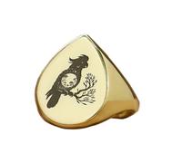 LKBEADS engraved cockatto ring in pear shape | 925 sterling silver gold plated | gift jewelry,vintage style signet ring's hypoallergenic handmade jewellery|LK_PDR_01287_7