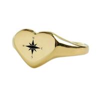 LKBEADS engraved compass ring in heart shape | 925 sterling silver gold plated | gift jewelry,vintage style signet ring's hypoallergenic handmade jewellery|LK_PDR_01468_9
