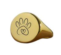 LKBEADS engraved dog paw ring in round shape | 925 sterling silver gold plated | gift jewelry,vintage style signet ring's hypoallergenic handmade jewellery|LK_PDR_01218_7
