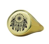 LKBEADS engraved dream catcher ring in round shape | 925 sterling silver gold plated | gift jewelry,vintage style signet ring's hypoallergenic jewellery|LK_PDR_01563_7.5