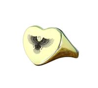 LKBEADS engraved eagle ring in heart shape | 925 sterling silver gold plated | gift jewelry,vintage style signet ring's hypoallergenic handmade jewellery|LK_PDR_01409_6.5