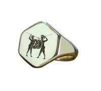 LKBEADS engraved greek warrior ring in hexagon shape | 925 sterling silver silver plated | gift jewelry,vintage style signet ring's hypoallergenic jewellery|LK_PDR_01429_11