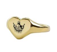 LKBEADS engraved jesus ring in heart shape | 925 sterling silver gold plated | gift jewelry,vintage style signet ring's hypoallergenic handmade jewellery|LK_PDR_01457_7.5