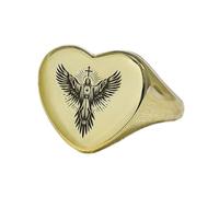 LKBEADS engraved jesus ring in heart shape | 925 sterling silver gold plated | gift jewelry,vintage style signet ring's hypoallergenic handmade jewellery|LK_PDR_01351_5